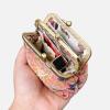 imageBurnout Velvet Double Kiss Clasp Coin Purse PouchVintage Change Wallet Card HolderOriental Pink