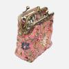 imageBurnout Velvet Double Kiss Clasp Coin Purse PouchVintage Change Wallet Card HolderOriental Pink