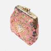 imageBurnout Velvet Double Kiss Clasp Coin Purse PouchVintage Change Wallet Card HolderOriental Pink