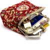 imageBurnout Velvet Double Kiss Clasp Coin Purse PouchVintage Change Wallet Card HolderOriental Wine
