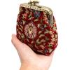 imageBurnout Velvet Double Kiss Clasp Coin Purse PouchVintage Change Wallet Card HolderOriental Wine