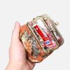 imageBurnout Velvet Double Kiss Clasp Coin Purse PouchVintage Change Wallet Card HolderPaisley Orange