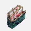 imageBurnout Velvet Double Kiss Clasp Coin Purse PouchVintage Change Wallet Card HolderQueen Hunter Green