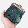 imageBurnout Velvet Double Kiss Clasp Coin Purse PouchVintage Change Wallet Card HolderQueen Hunter Green
