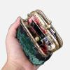 imageBurnout Velvet Double Kiss Clasp Coin Purse PouchVintage Change Wallet Card HolderQueen Hunter Green