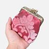 imageBurnout Velvet Double Kiss Clasp Coin Purse PouchVintage Change Wallet Card HolderQueen Rose Pink