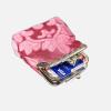 imageBurnout Velvet Double Kiss Clasp Coin Purse PouchVintage Change Wallet Card HolderQueen Rose Pink