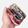 imageBurnout Velvet Double Kiss Clasp Coin Purse PouchVintage Change Wallet Card HolderQueen Rose Pink