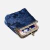 imageBurnout Velvet Double Kiss Clasp Coin Purse PouchVintage Change Wallet Card HolderQueen Royal Blue