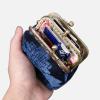 imageBurnout Velvet Double Kiss Clasp Coin Purse PouchVintage Change Wallet Card HolderQueen Royal Blue
