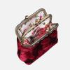 imageBurnout Velvet Double Kiss Clasp Coin Purse PouchVintage Change Wallet Card HolderQueen Wine