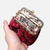 imageBurnout Velvet Double Kiss Clasp Coin Purse PouchVintage Change Wallet Card HolderQueen Wine