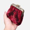 imageBurnout Velvet Double Kiss Clasp Coin Purse PouchVintage Change Wallet Card HolderQueen Wine