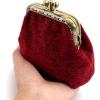 imageBurnout Velvet Double Kiss Clasp Coin Purse PouchVintage Change Wallet Card HolderRed