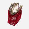 imageBurnout Velvet Double Kiss Clasp Coin Purse PouchVintage Change Wallet Card HolderRed Climbing Rose