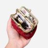 imageBurnout Velvet Double Kiss Clasp Coin Purse PouchVintage Change Wallet Card HolderRed Climbing Rose
