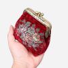 imageBurnout Velvet Double Kiss Clasp Coin Purse PouchVintage Change Wallet Card HolderRed Rose Bouquet