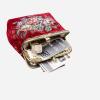 imageBurnout Velvet Double Kiss Clasp Coin Purse PouchVintage Change Wallet Card HolderRed Rose Bouquet