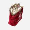 imageBurnout Velvet Double Kiss Clasp Coin Purse PouchVintage Change Wallet Card HolderRed Rose Trail