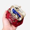 imageBurnout Velvet Double Kiss Clasp Coin Purse PouchVintage Change Wallet Card HolderRed Rose Trail
