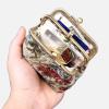 imageBurnout Velvet Double Kiss Clasp Coin Purse PouchVintage Change Wallet Card HolderSpring Valley