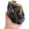 imageBurnout Velvet Double Kiss Clasp Coin Purse PouchVintage Change Wallet Card HolderTraditional Blue