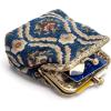 imageBurnout Velvet Double Kiss Clasp Coin Purse PouchVintage Change Wallet Card HolderTraditional Blue
