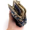 imageBurnout Velvet Double Kiss Clasp Coin Purse PouchVintage Change Wallet Card HolderTraditional Blue