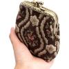 imageBurnout Velvet Double Kiss Clasp Coin Purse PouchVintage Change Wallet Card HolderTraditional Coffee