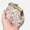 imageBurnout Velvet Double Kiss Clasp Coin Purse PouchVintage Change Wallet Card HolderTraditional Cream