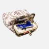 imageBurnout Velvet Double Kiss Clasp Coin Purse PouchVintage Change Wallet Card HolderTraditional Cream