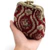 imageBurnout Velvet Double Kiss Clasp Coin Purse PouchVintage Change Wallet Card HolderTraditional Red