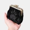 imageBurnout Velvet Double Kiss Clasp Coin Purse PouchVintage Change Wallet Card HolderVictorian Blossom BLKBLK