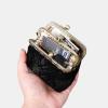 imageBurnout Velvet Double Kiss Clasp Coin Purse PouchVintage Change Wallet Card HolderVictorian Blossom BLKBLK