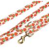 imageOrganic Cotton Dog Leash for SmallMedium and Large BreedBrass Hardware Pet Leash for WalkingRunning and Training 6FTDancing Srawberries