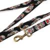 imageOrganic Cotton Dog Leash for SmallMedium and Large BreedBrass Hardware Pet Leash for WalkingRunning and Training 6FTSugar Skull