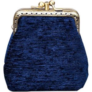 imageBurnout Velvet Double Kiss Clasp Coin Purse PouchVintage Change Wallet Card HolderBlue