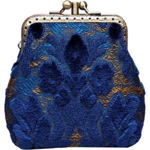 imageBurnout Velvet Double Kiss Clasp Coin Purse PouchVintage Change Wallet Card HolderBurnout Velvet Navy