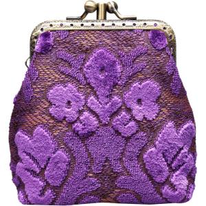 imageBurnout Velvet Double Kiss Clasp Coin Purse PouchVintage Change Wallet Card HolderBurnout Velvet Purple
