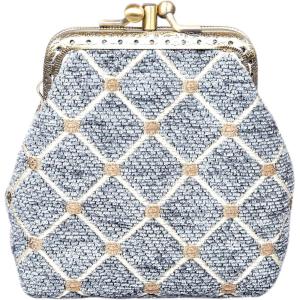 imageBurnout Velvet Double Kiss Clasp Coin Purse PouchVintage Change Wallet Card HolderNeo Grec