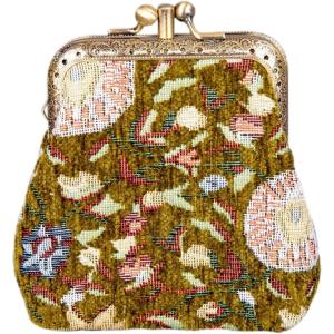 imageBurnout Velvet Double Kiss Clasp Coin Purse PouchVintage Change Wallet Card HolderOriental Avocado