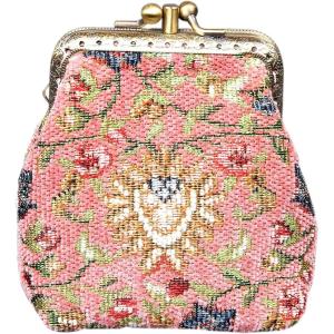 imageBurnout Velvet Double Kiss Clasp Coin Purse PouchVintage Change Wallet Card HolderOriental Pink