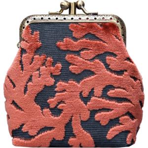 imageBurnout Velvet Double Kiss Clasp Coin Purse PouchVintage Change Wallet Card HolderSt Tropez Scuba Coral