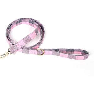 imageOrganic Cotton Dog Leash for SmallMedium and Large BreedBrass Hardware Pet Leash for WalkingRunning and Training 6FTPlaid Pink