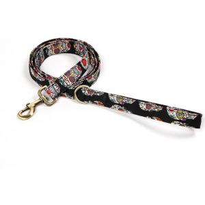 imageOrganic Cotton Dog Leash for SmallMedium and Large BreedBrass Hardware Pet Leash for WalkingRunning and Training 6FTSugar Skull