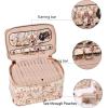 imageAngelinas Palace Jewelry Organizer Case Bridesmaid Gifts Travel Bag Vegan Leather Box for Necklace Earring Bracelet Ringblossom pinkBlossom tan
