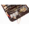 imageAngelinas Palace Lygen Leather Travel Jewelry Organizer Roll Foldable Jewelry Storage Bag Portable Holder Zipper Pockets for Necklaces Earrings Bracelets Rings Watches Brown SnakeskinBrown snakeskin