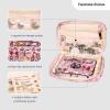 imageAngelinas Palace Small Waterproof Jewelry Organizer Case Vegan Leather Travel Storage Bag Bridesmaid Gifts for Necklace Earring Bracelet Ringchampagneblossom pink