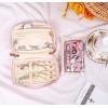 imageAngelinas Palace Small Waterproof Jewelry Organizer Case Vegan Leather Travel Storage Bag Bridesmaid Gifts for Necklace Earring Bracelet Ringchampagneblossom pink