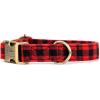 imagePersonalized Dog Collar with Name and Phone Number EngravedAdjustable Custom Puppy CollarOrganic Cotton Pet Collar for Small Medium Large Boy Girl DogsBuffalo Plaid Red